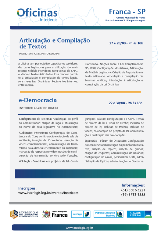 Oficina Interlegis de Articulação, Compilação e e-Democracia em Franca - SP